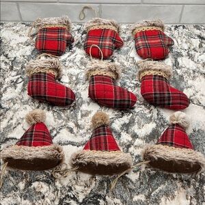 Lot of 9 Sullivan’s Plaid Holiday Ornaments